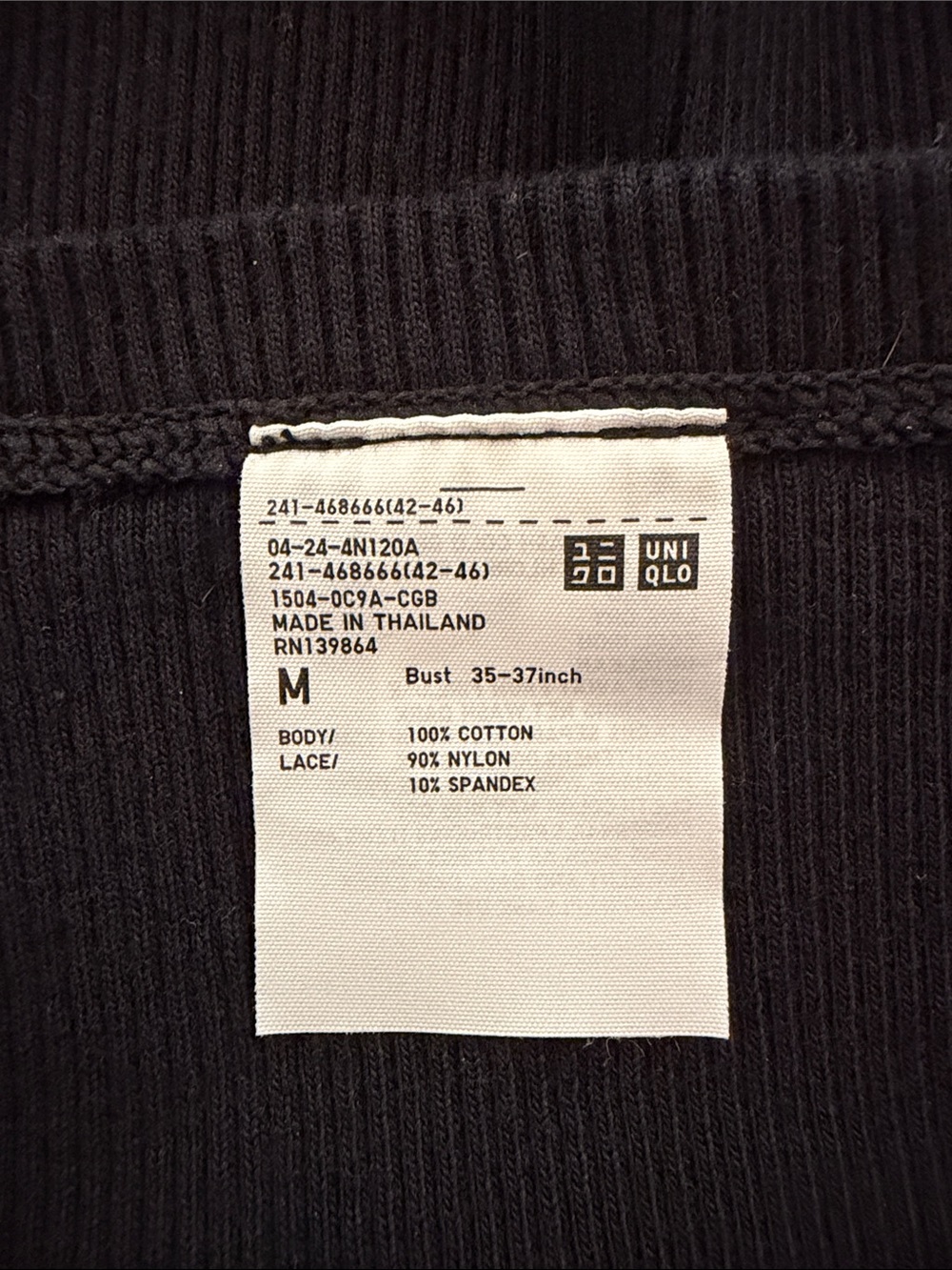 Uniqlo Lace-Edge Ribbed Camisoles - Black & White - Picture 4 of 5